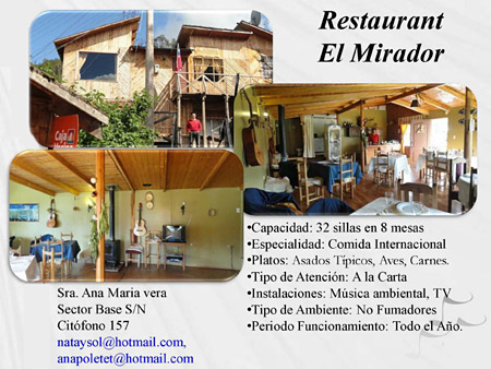 Restaurant El Mirador  Encargada Unidad Turismo - www.visitetortel.cl